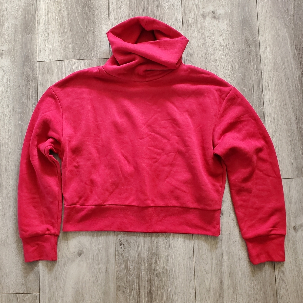 ZARA Crimson High Neck Boxy Crop Sweatshirt Sweater Small